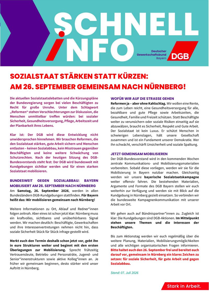 DGB Aktionstag bundesweit Bayern Nürnberg